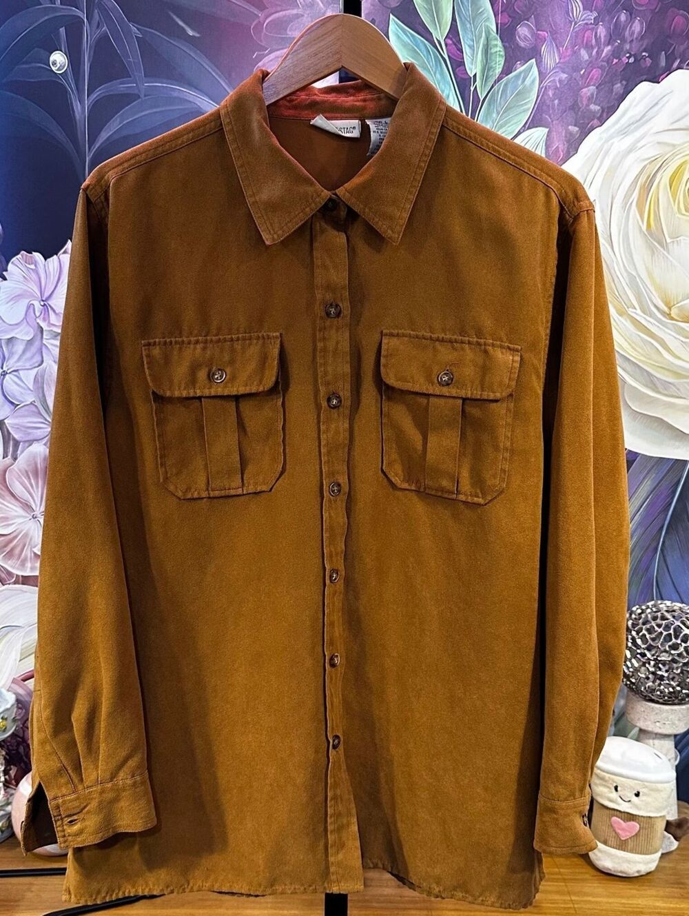 White Stag L Faux Suede Shirt Jacket Western Workwear Streetwear Retro Utility
